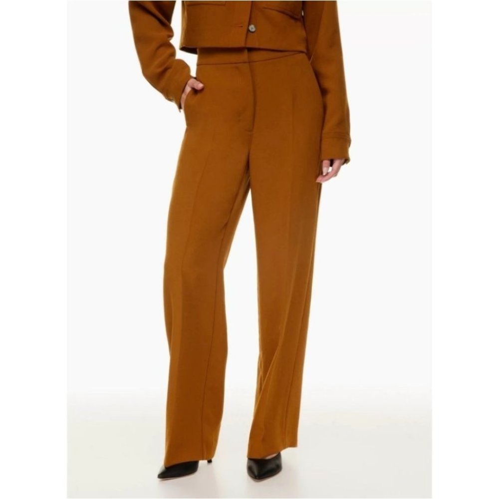 WILFRED Alanya Trouser Wide Leg Pants Rich Chestnut Brown 0 XS Aritzia - Picture 5 of 10